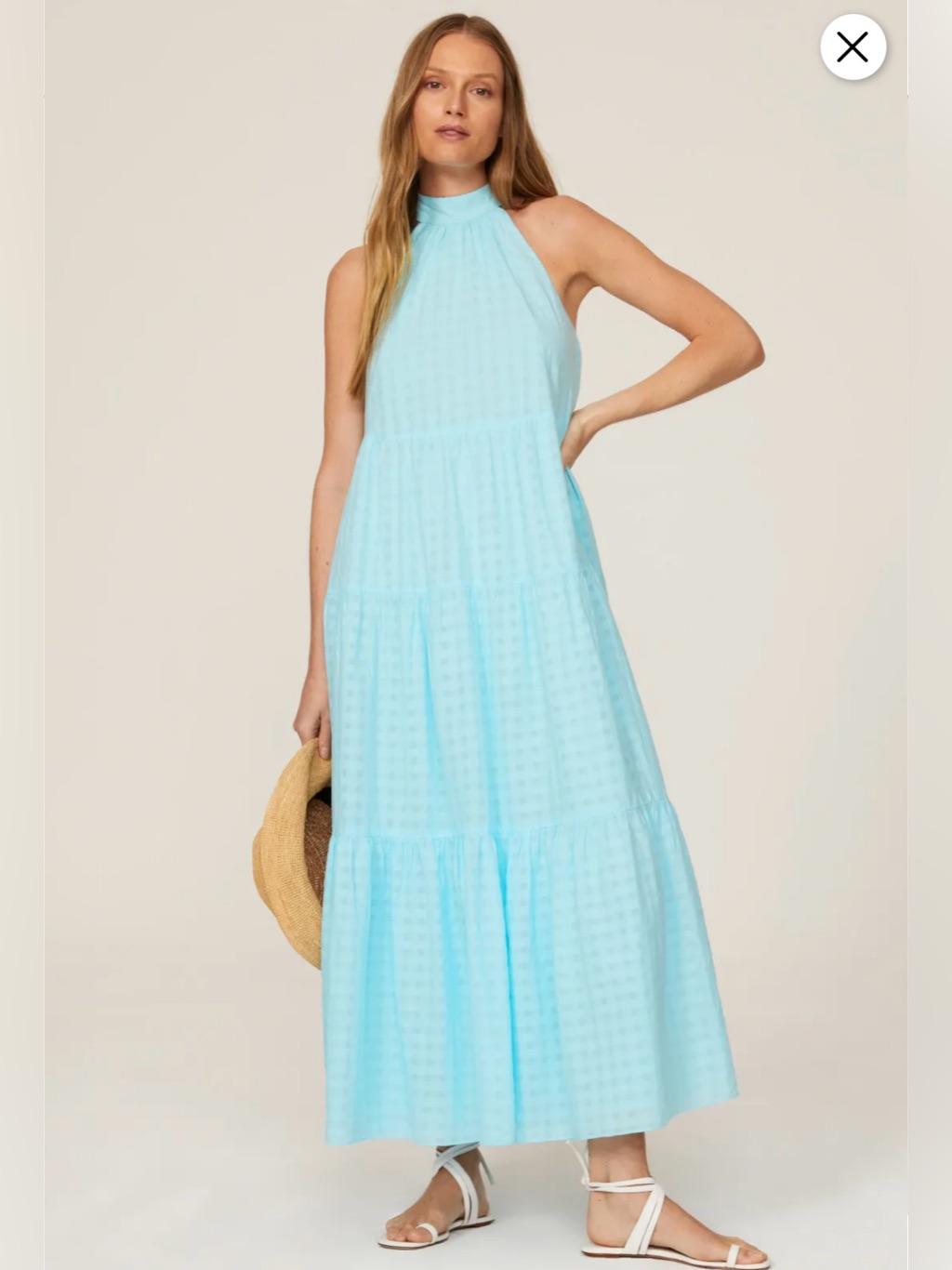 Trina Turk Sunglasses Tiered Maxi Dress Turquoise Aqua Sleeveless Small